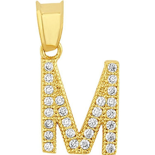 Kit Cadena Singapur Con Letra M Zirconias Oro 10k+obsequio