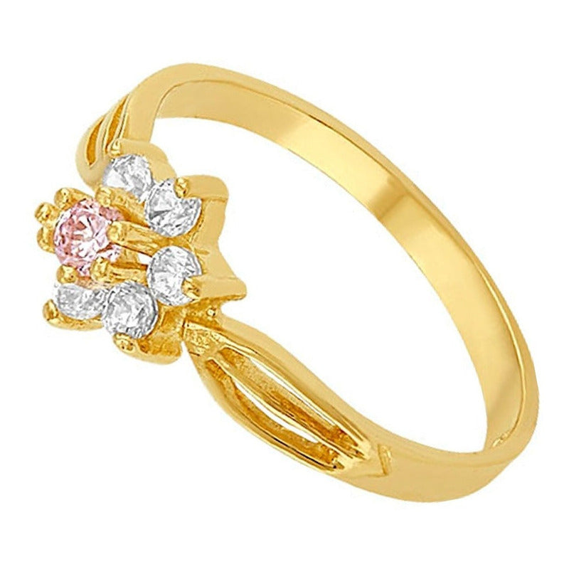 Anillo Estrella Zirconia Rosa Niña Oro 10 K + Obsequio