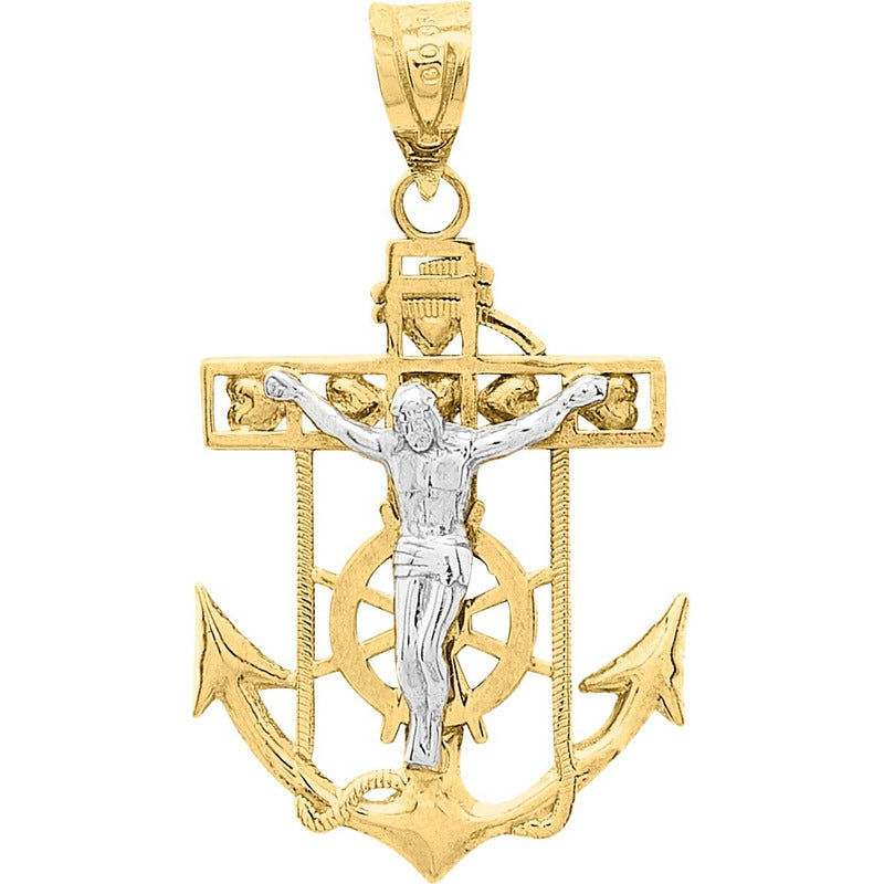 Kit Cadena Con Dije Ancla 2 Oros 10 K. + Obsequio