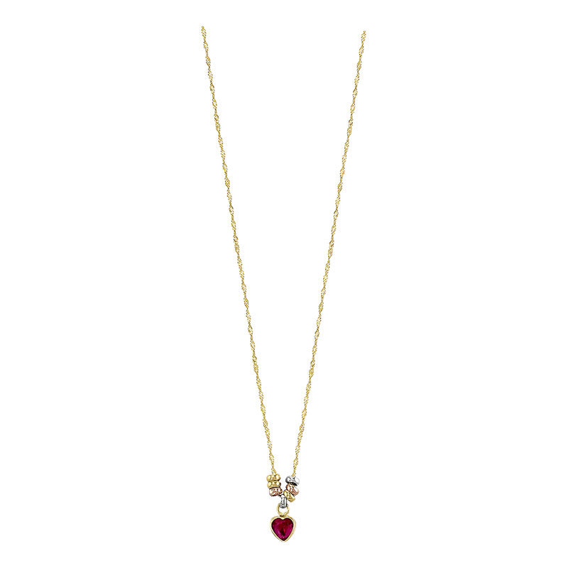 Kit Suerte Corazón Rojo 7 Mm En Oro De 10 K + Obsequio