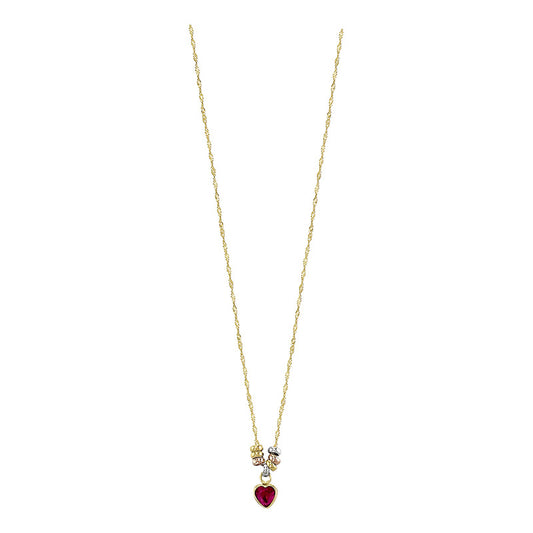 Kit Suerte Corazón Rojo 7 Mm En Oro De 10 K + Obsequio