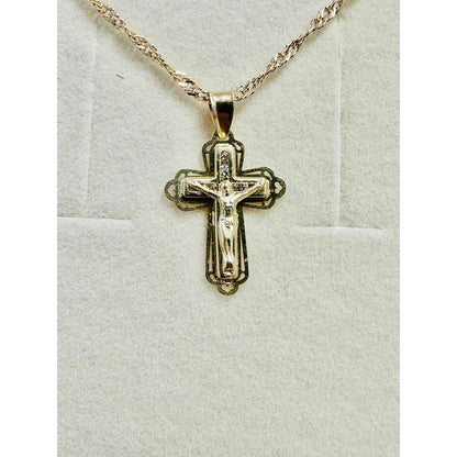 Kit Cadena Con Dije Mini Cristo Filigrana 10k + Obsequio