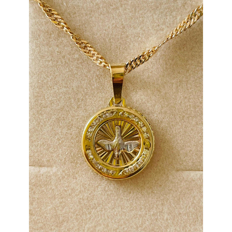 Collar Bautizo Circular Zirconias Oro 10 K + Obsequio