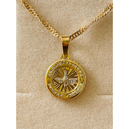 Collar Bautizo Circular Zirconias Oro 10 K + Obsequio