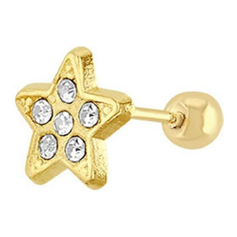 Broquel Estrella Zirconias En Oro De 10 K + Obsequio + Envío