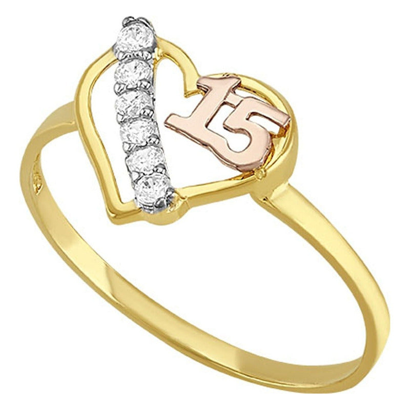Anillo Corazón Para Xv Años En Oro De 10 K + Obsequio +envio