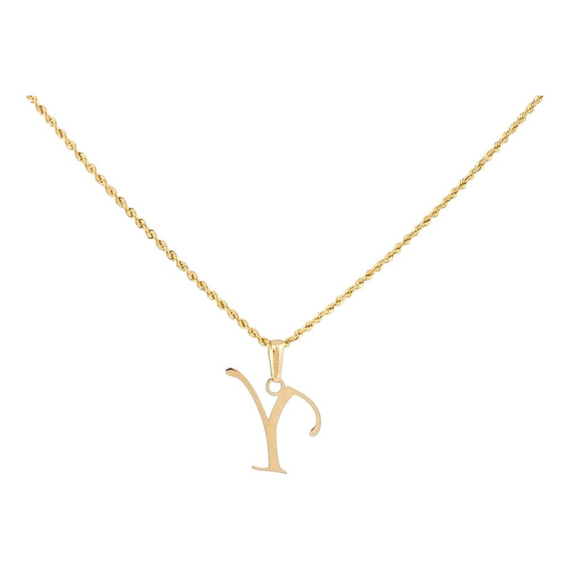 Juego De Inicial Letra Y Con Gargantilla En Oro De 14k