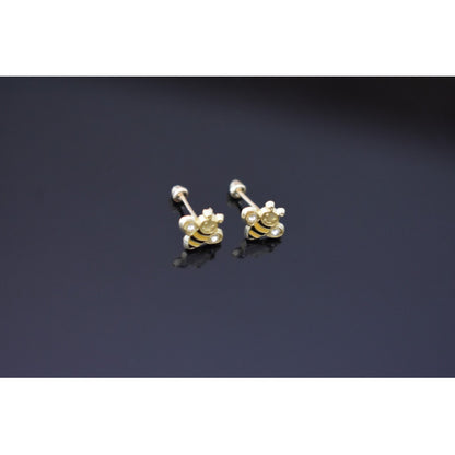 Broqueles Abejitas Esmaltadas Oro De 10 K