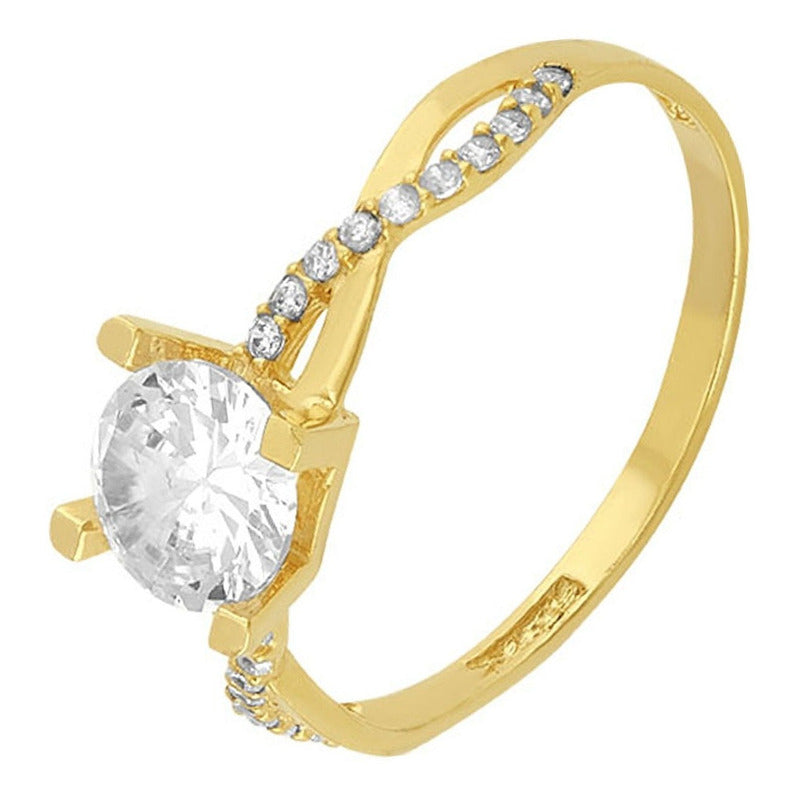 Anillo Infinito Solitario En Oro De 10 K + Obsequio