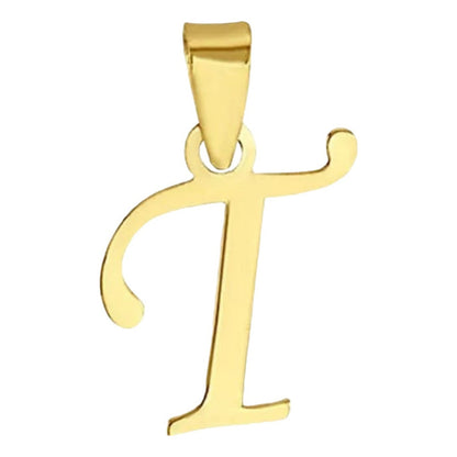 Juego Collar Letra T  Lisa + Aretes Bola 10 K. + Regalo