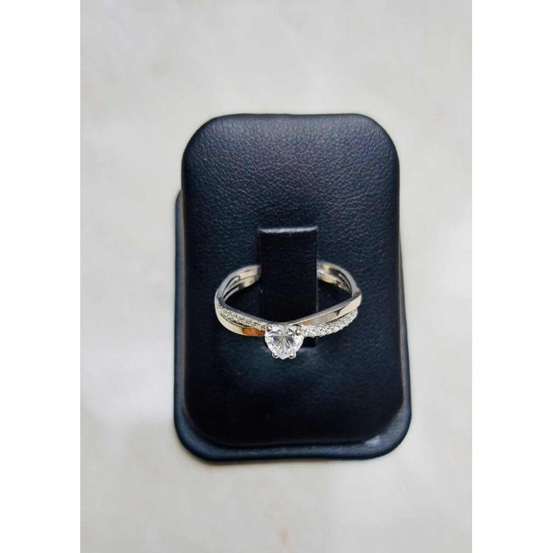 Anillo Entrelazado Oro Blanco 10 Kilates Zirconias+ Obsequio