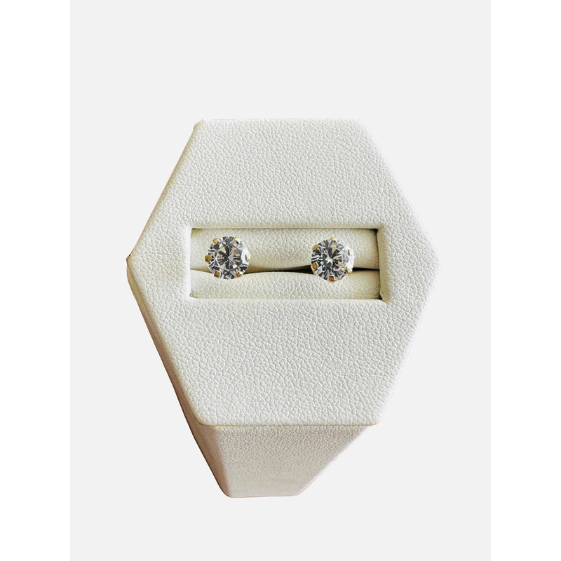 Broqueles Zirconias 6 Mm Oro 10 Kilates + Obsequio