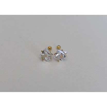 Broqueles Cuadro Lazo 6x6 Oro De 10 K + Obsequio