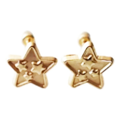 Broqueles Estrella Mate Para Bebé 5mm Oro De 10 K