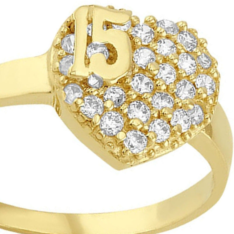 Anillo Corazón Ancho Para Xv Años Elaborado En Oro De 10 K