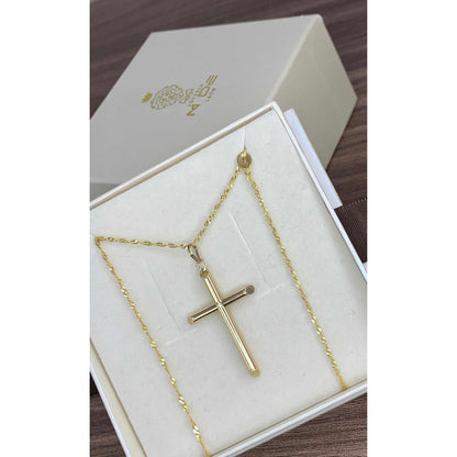 Dije De Cruz Tubular 3 Cm Oro 10k + Obsequio