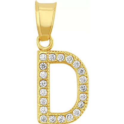 Juego Collar Letra D + Aretes Zirconias Oro 10 K. + Regalo