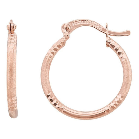 Arracadas Diamantadas Oro Rosa 1.8 Cm Oro 10 K + Obsequio