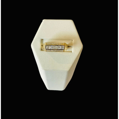 Elegante Anillo Caballero Oro 10 K Con Circonias + Obsequio