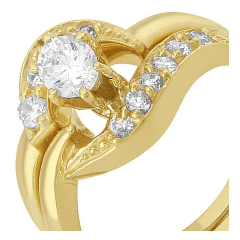 Anillo Alianza Solitario En Oro De 10 K + Obsequio + Envio