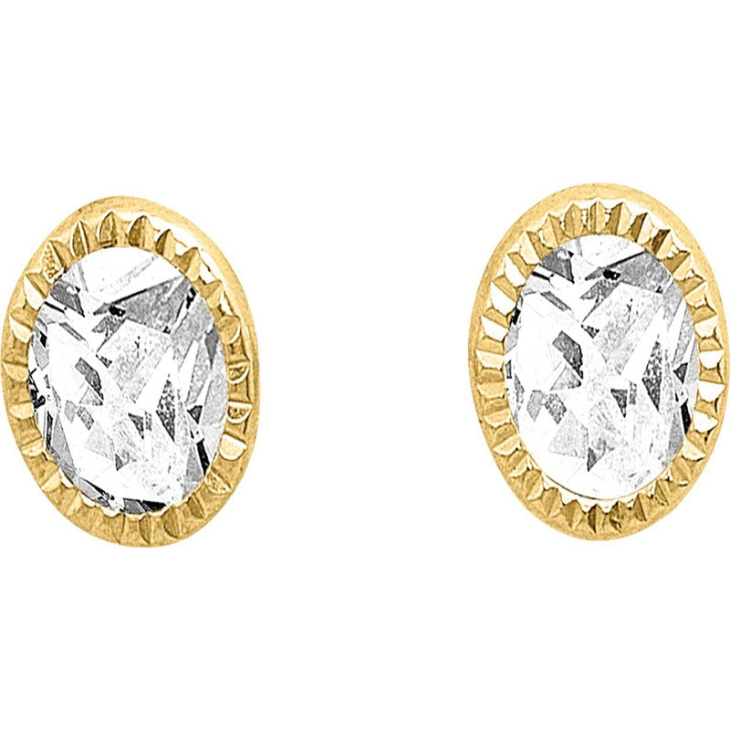 Broqueles Bisel Diamantado 5 Mm Oro De 10 K + Obsequio