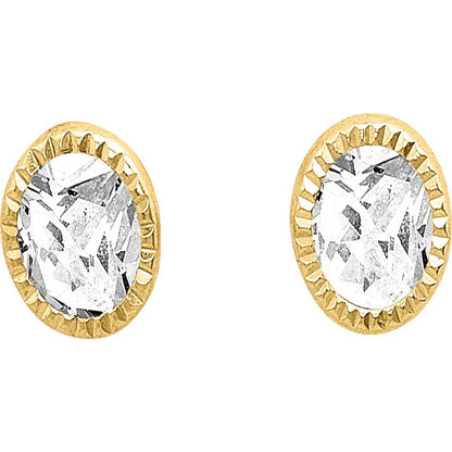 Broqueles Bisel Diamantado 5 Mm Oro De 10 K + Obsequio