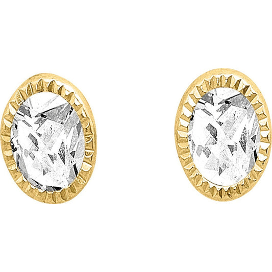 Broqueles Bisel Diamantado 5 Mm Oro De 10 K + Obsequio