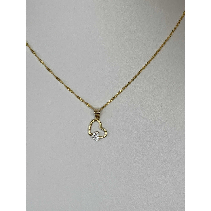 Dije Corazón Doble Oro 10 Kilates + Obsequio