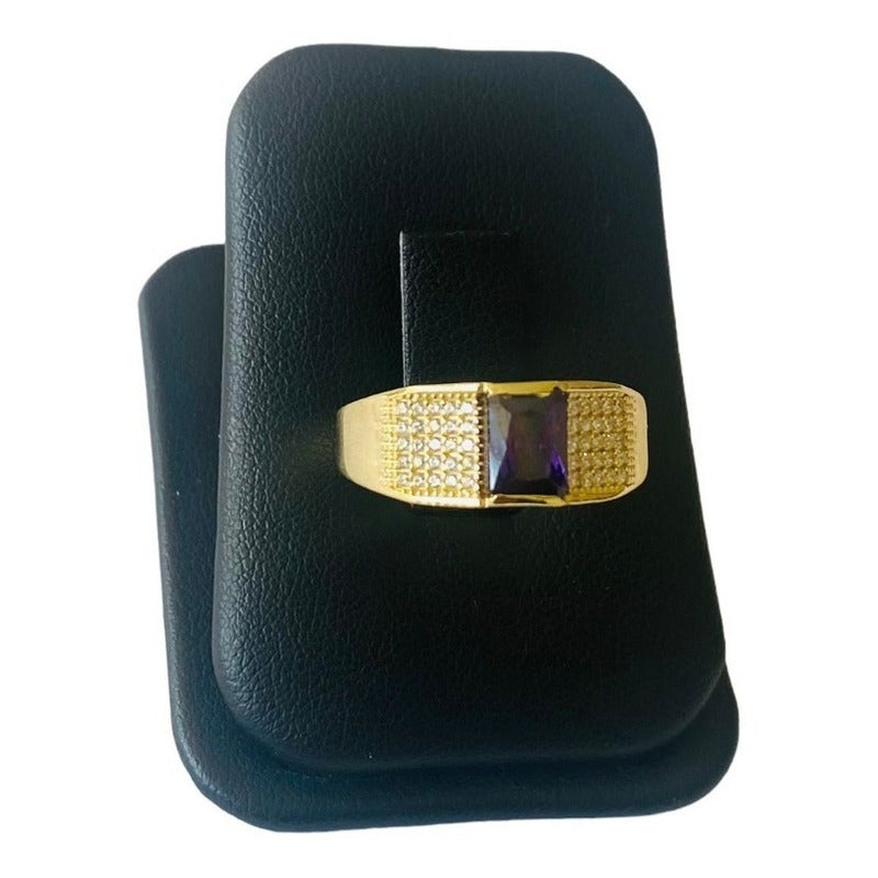 Anillo Caballero Zirconias Oro 10 K + Obsequio