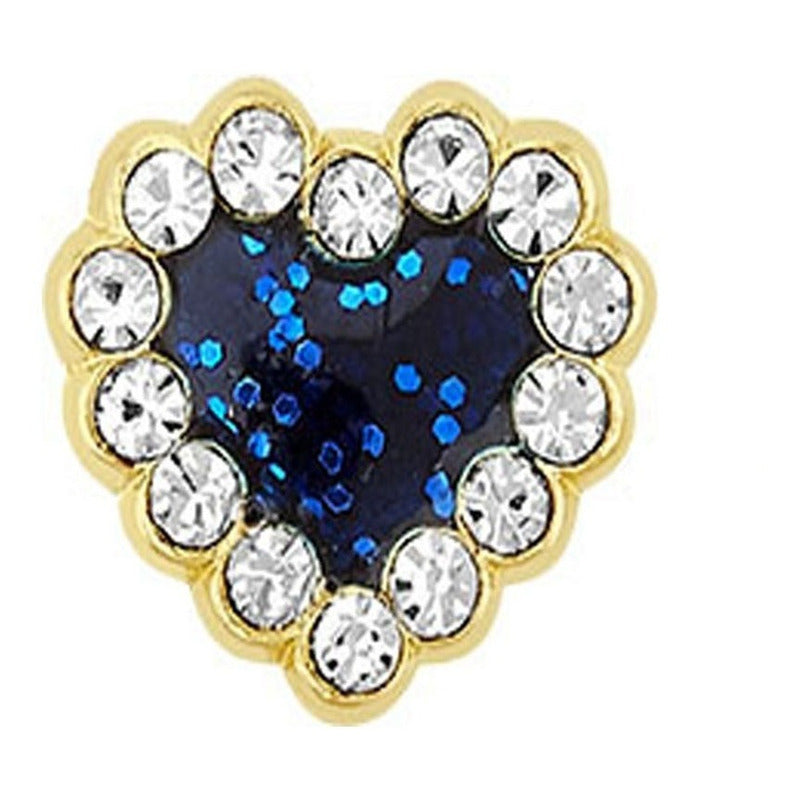 Broquel Corazón Con Zirconía Azul En Oro De 10 K + Obsequio