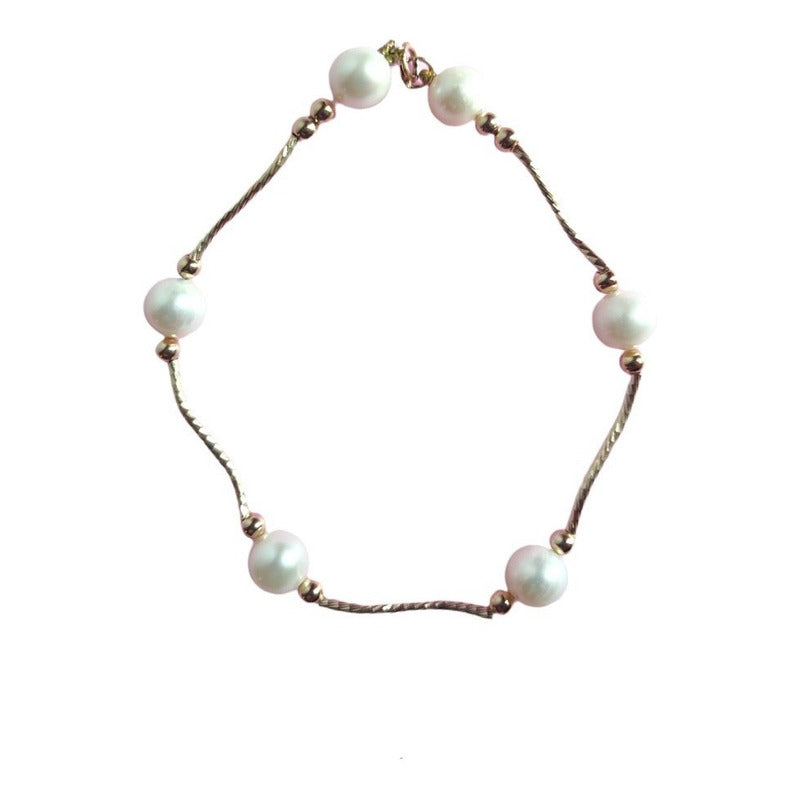 Juego De Collar, Aretes Y Pulsera Elaborados En Oro De 14 K