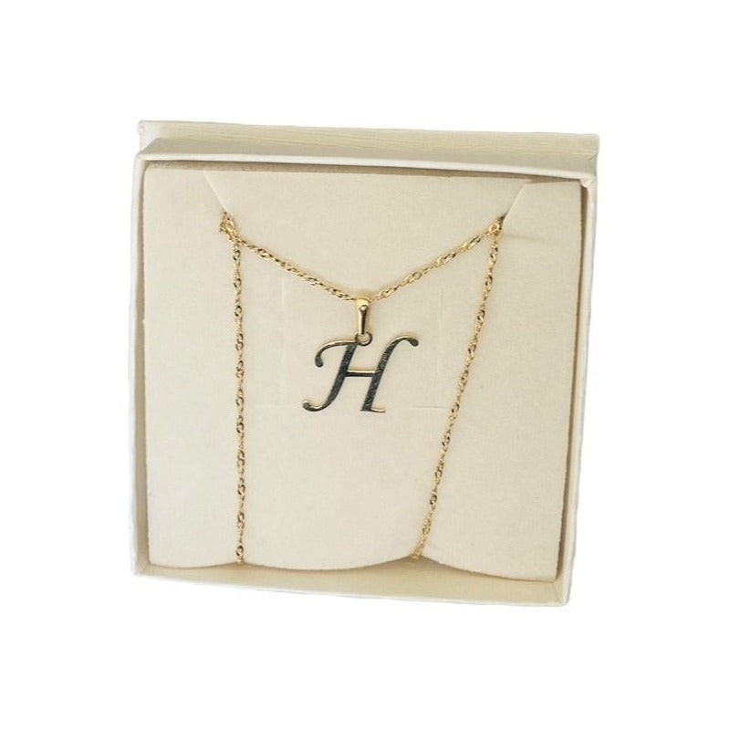 Gargantilla De Inicial Letra H Oro De 14k + Obsequio