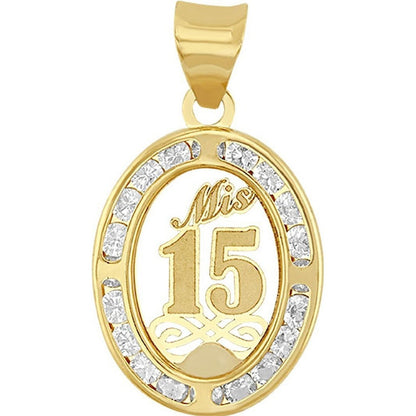 Kit Cadena Con Dije Mis Xv Años Laser Oro 10 K + Obsequio