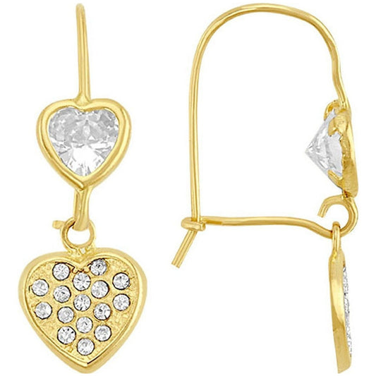 Arete Corazón Colgante En Oro De 10 K + Obsequio + Envio