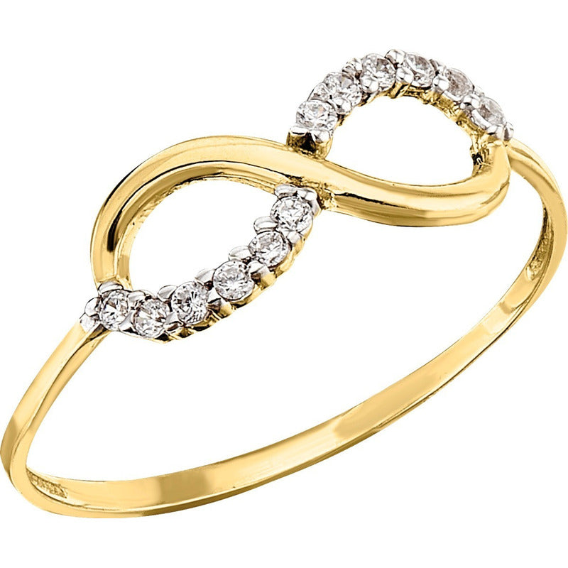 Anillo Infinito Con Circonias Oro 10 K + Obsequio