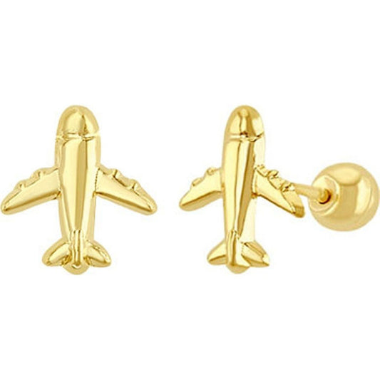 Broquel Mini Avión En Oro De 10 K + Obsequio + Envío