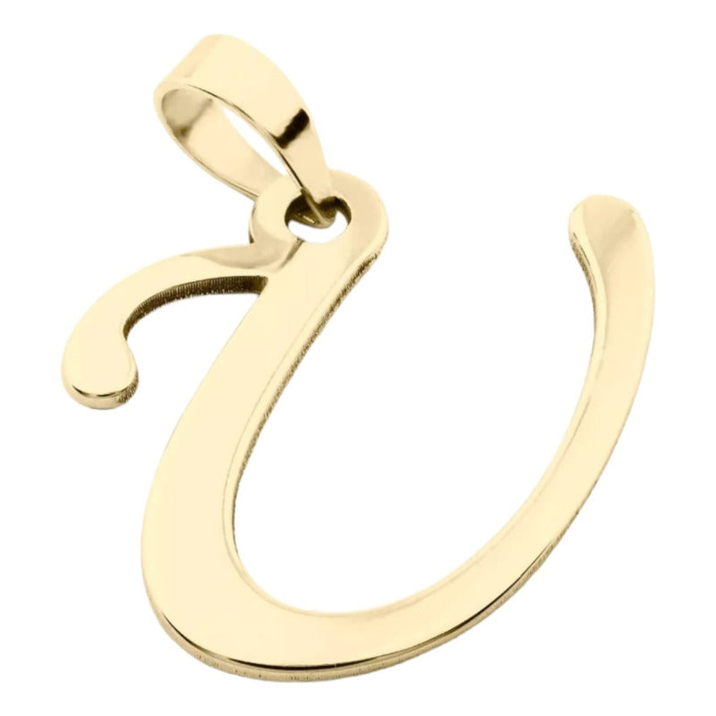 Juego Collar Letra U Lisa + Aretes Bola 10 K. + Regalo