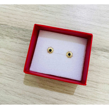 Broquel Sol Negro En Oro De 10 K + Obsequio + Envío