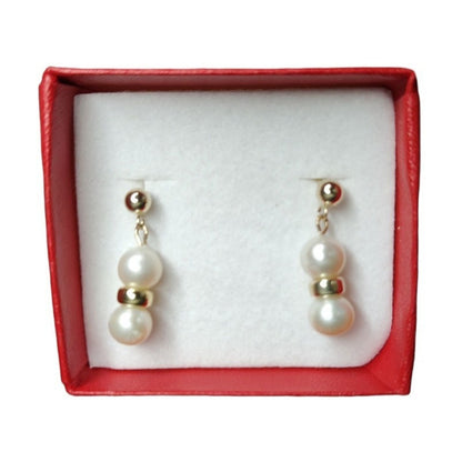 Aretes Perla Potato Con Dona 1x1 Elaborado En Oro De 14k