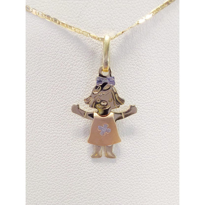 Kit Cadena Singapur + Dije Niña 3 Oros 10 K. + Obsequio