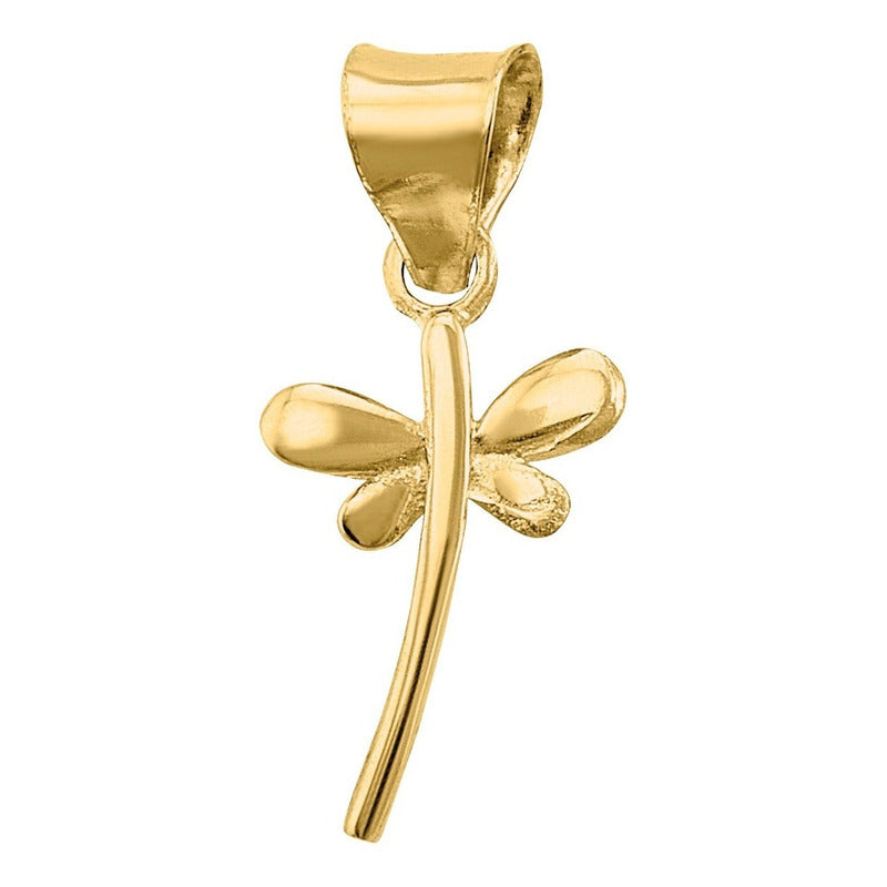 Kit Cadena Con Dije Mini  Libelula Oro 10 K  + Obsequio