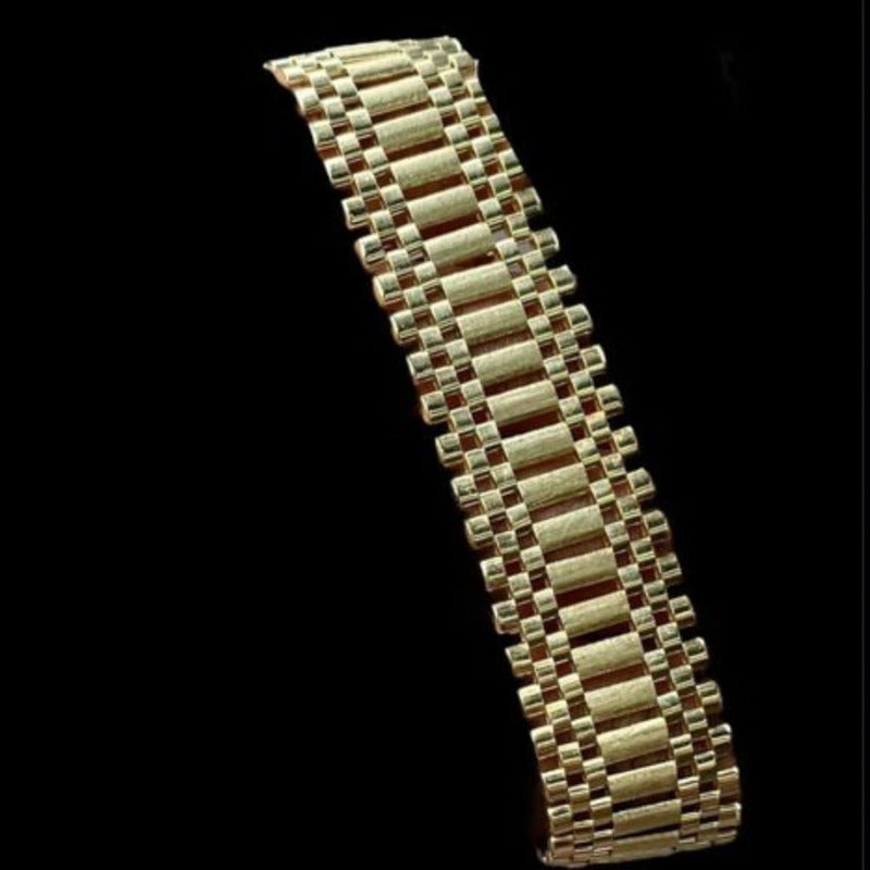 Pulsera Tejido Hueco 2 Cm Por 21 Cm Corona Oro 14 Kilates