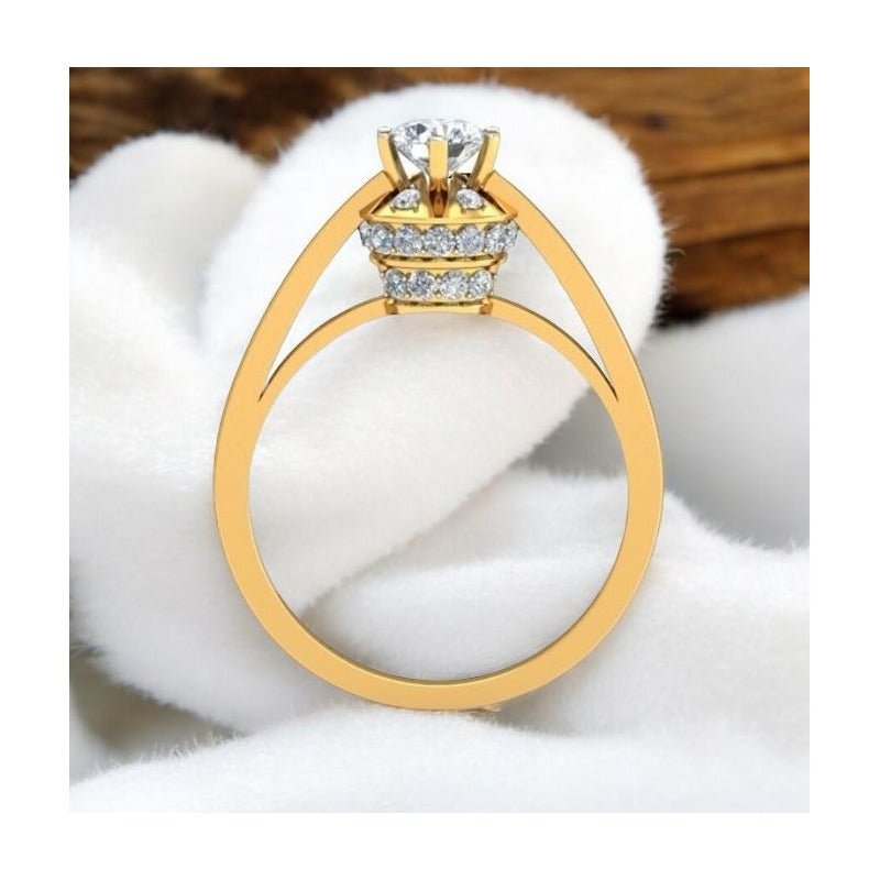 Anillo Solitario Cubierto Zirconias Oro 18 Kilates