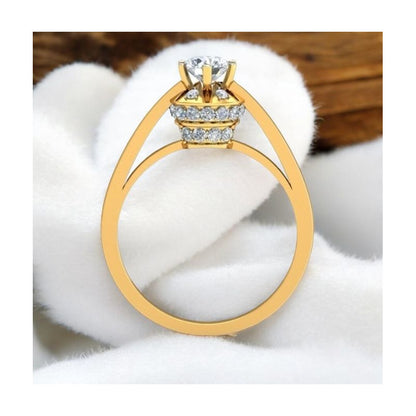 Anillo Solitario Cubierto Zirconias Oro 18 Kilates