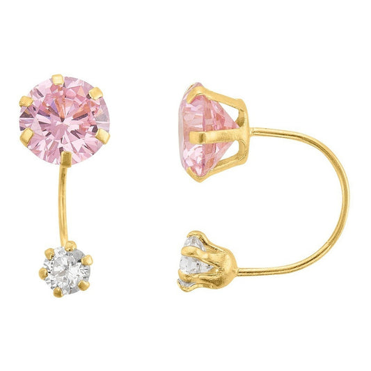 Broqueles Curvo (telefono) Circonias Oro De 10 K + Obsequio