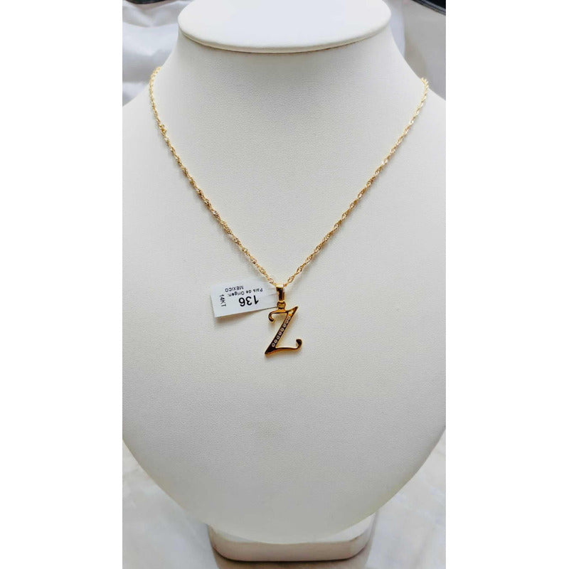 Dije Inicial Letra Z Con Circonias Oro 14 K + Obsequio