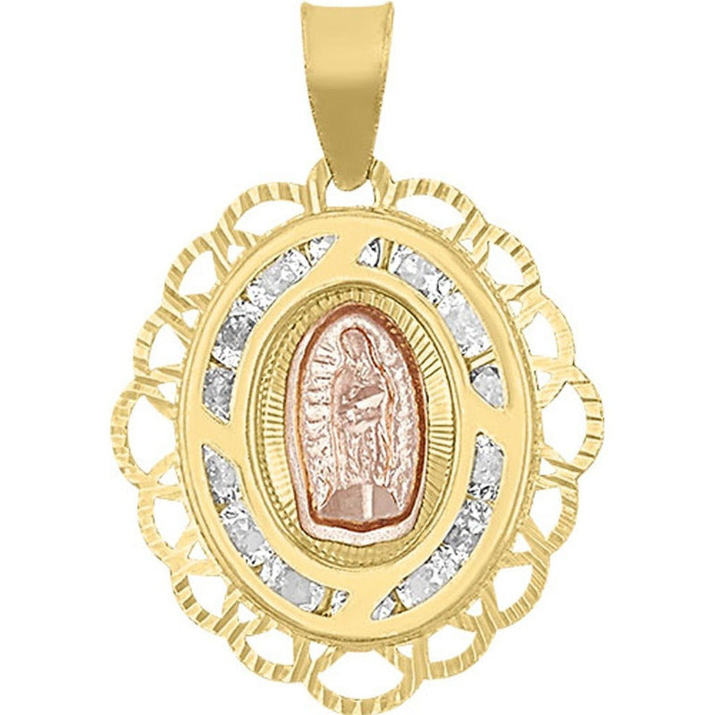 Medalla Oval Virgen Rosa En Oro De 10 K + Obsequio + Envio