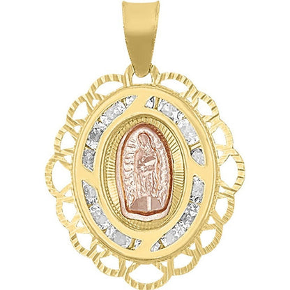 Medalla Oval Virgen Rosa En Oro De 10 K + Obsequio + Envio