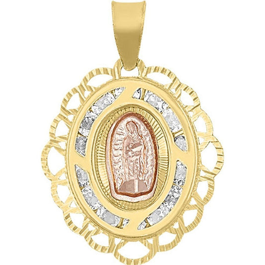 Medalla Oval Virgen Rosa En Oro De 10 K + Obsequio + Envio