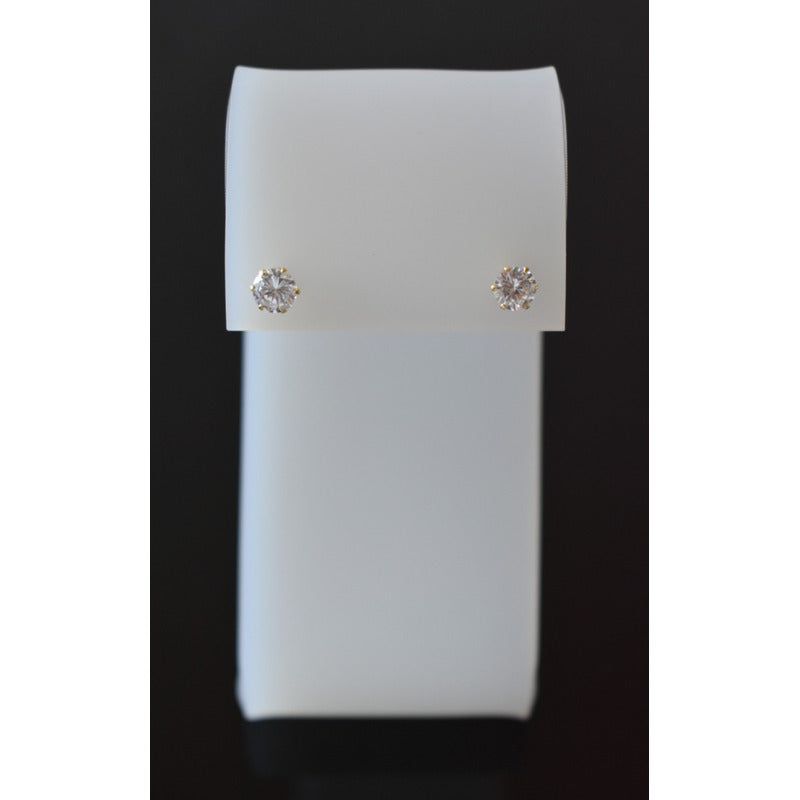 Broqueles Circonia 5 Mm Oro De 14 K + Obsequio